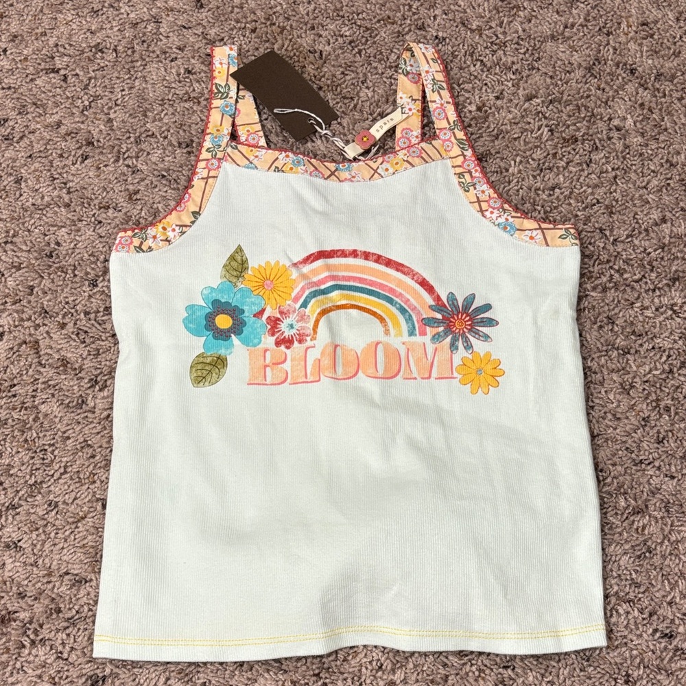 Matilda Jane Bloom Tank Top - White with Multicolor Design